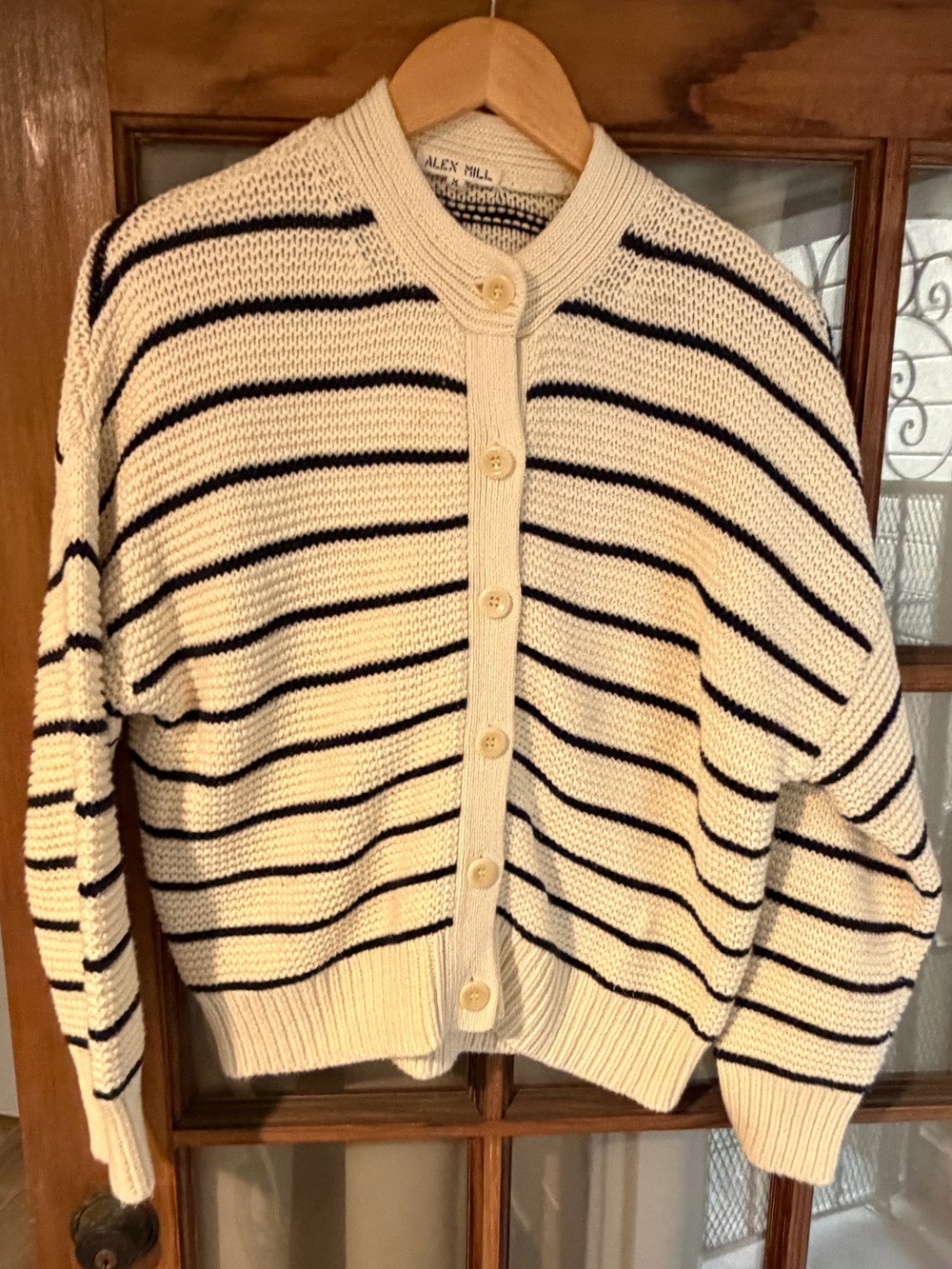 Alex Mill Nico Cardigan - cream and navy stripe